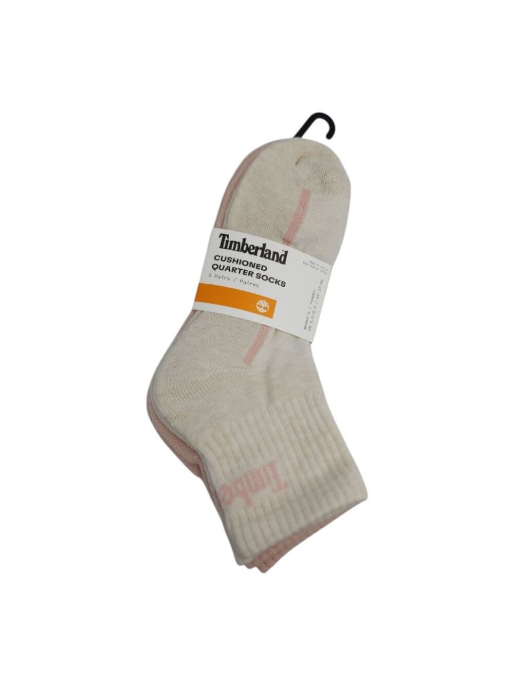 Timberland Womens Cushioned Ankle Quarter Socks 5 Pk Breathable Pink Gray Cream